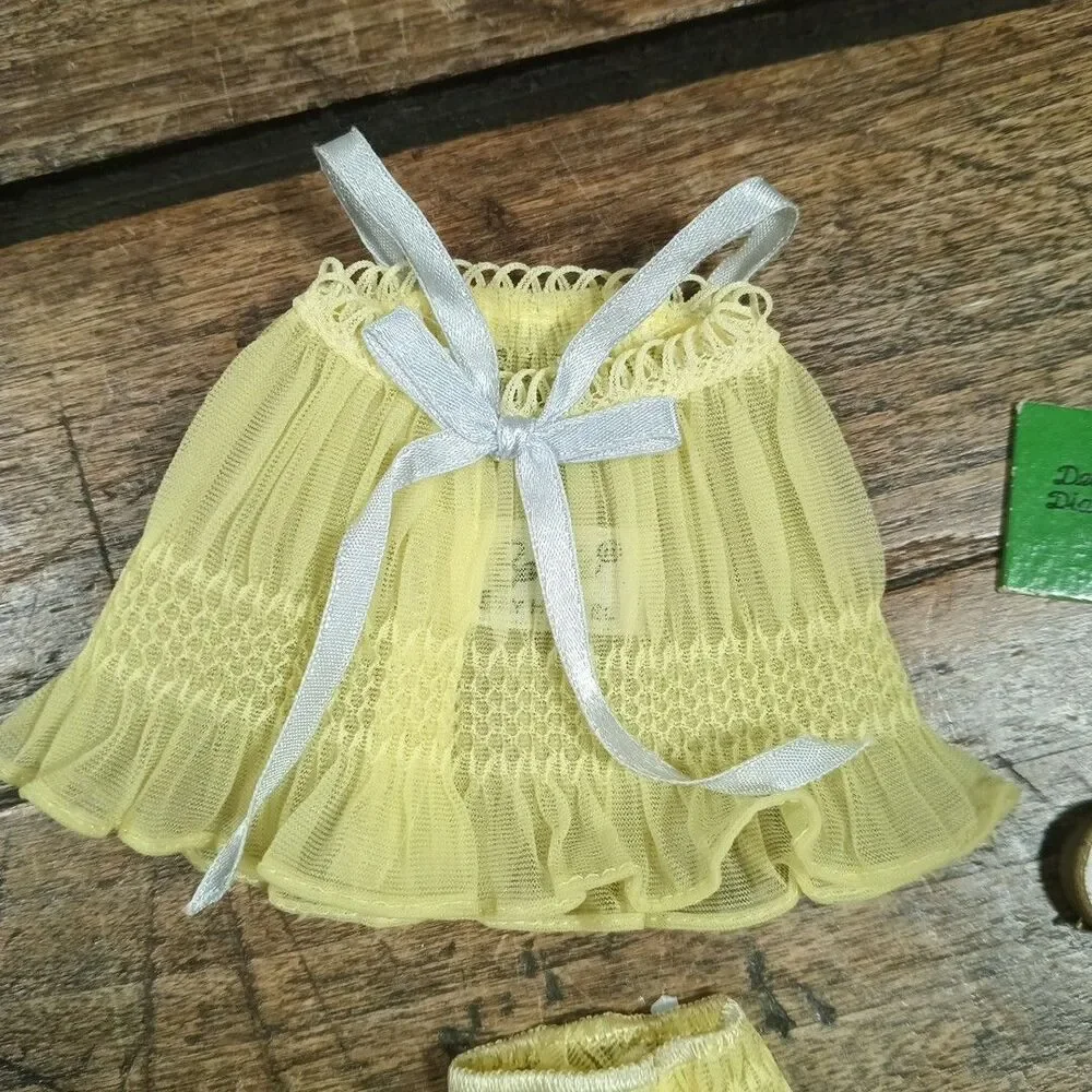 Vintage Barbie Mattel Doll Clothes 1960's Pajamas Set Yellow Shorts Top Clock